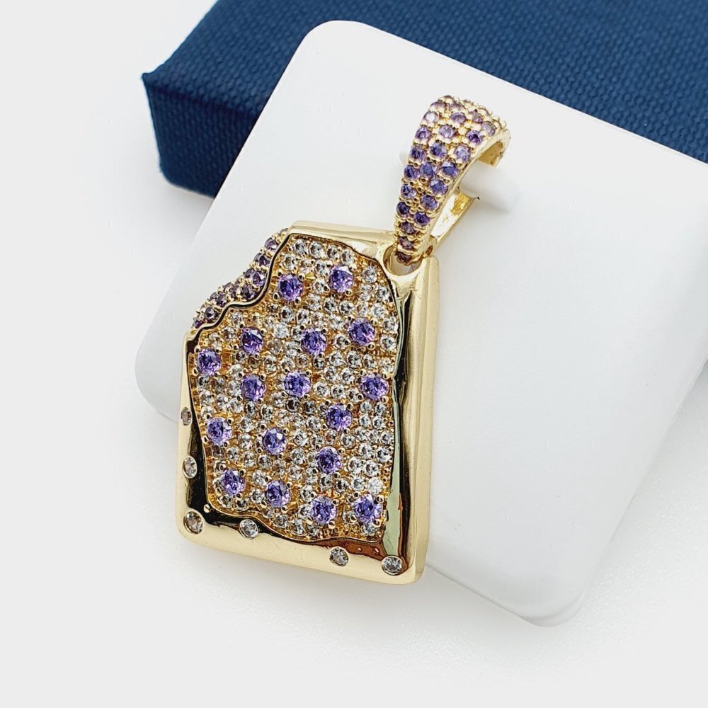 "14K Gold Plated Cubic Zircon Pendant, INUS1BR229